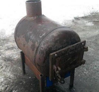 Горизонтальная буржуйка из баллона